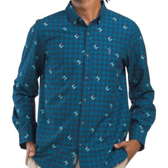 NWT $95 William Bill Murray Golf Houndstooth Long Sleeve Button Shirt Size L XL - Picture 9 of 10